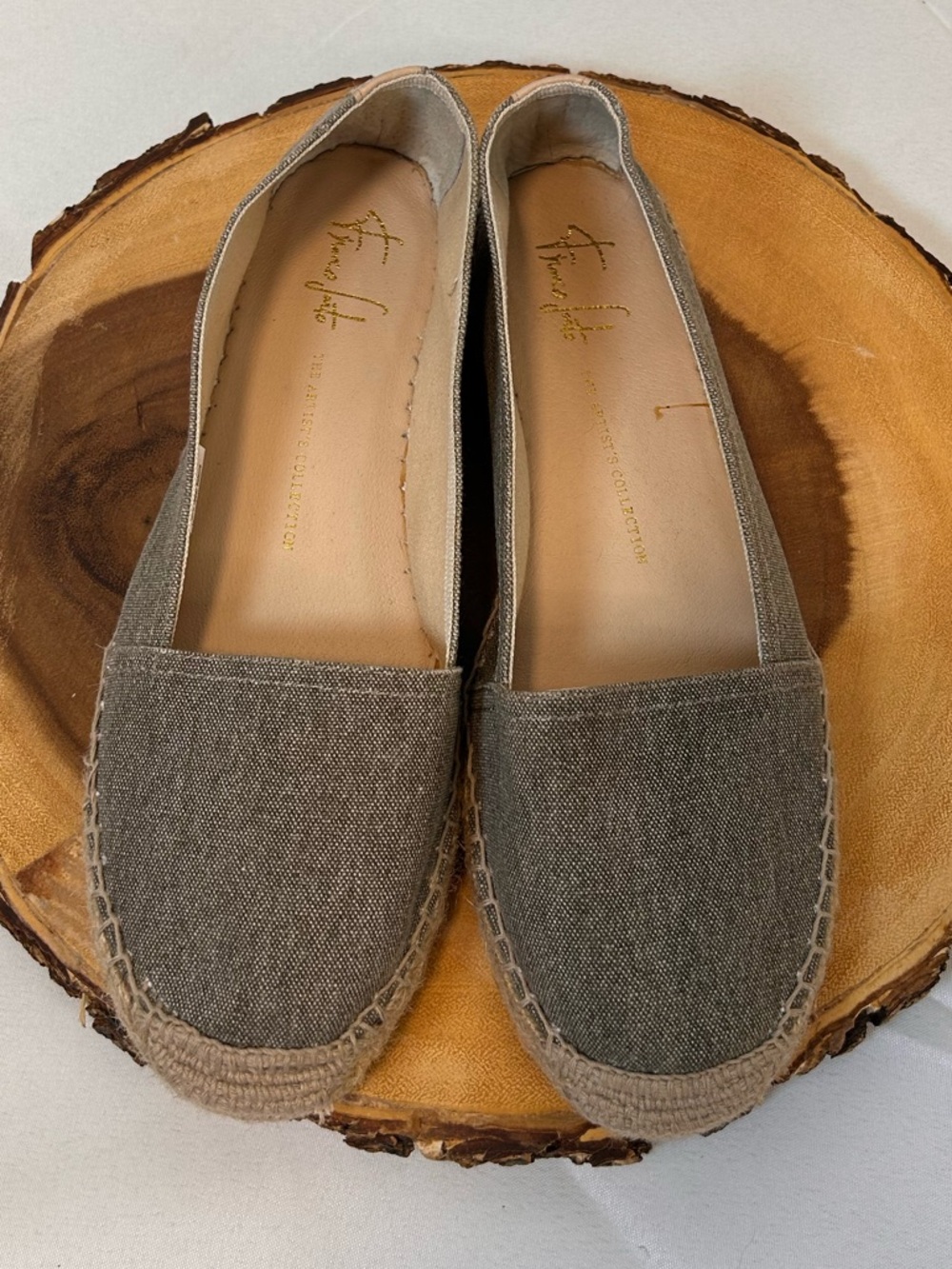 Franco Sarto Olive-Taupe Espadrille Slip-On Flats Woven Jute Sole Women’s‎ 8